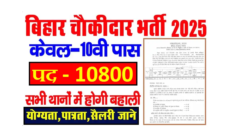 Bihar Police Station Chowkidar New Vacancy 2025