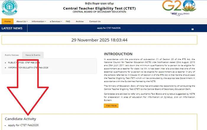 CTET 2026 official website