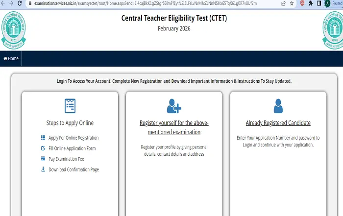 CTET February 2026 apply online link