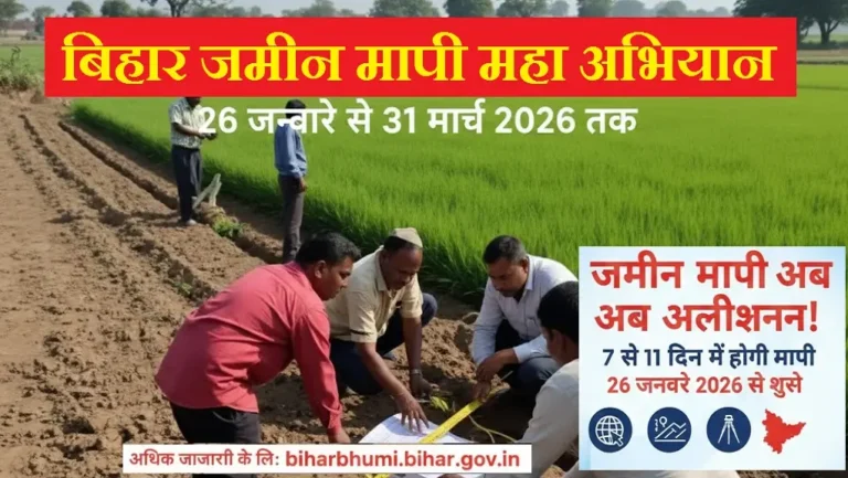 Bihar Jamin Mapi Maha Abhiyan 2026: बड़ी खबर – 26 जनवरी से बिहार में शुरू होगा जमीन मापी महा अभियान, जानें पूरी प्रक्रिया Bihar Jamin Mapi Maha Abhiyan 2026